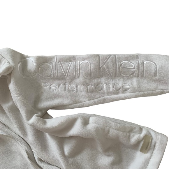Calvin Klein white zip up collared performance long sleeve size small fleece - Picture 3 of 7
